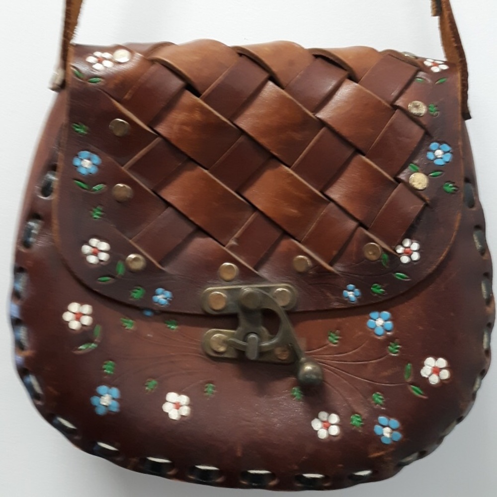 Vintage Hand Tooled and Painted Purse